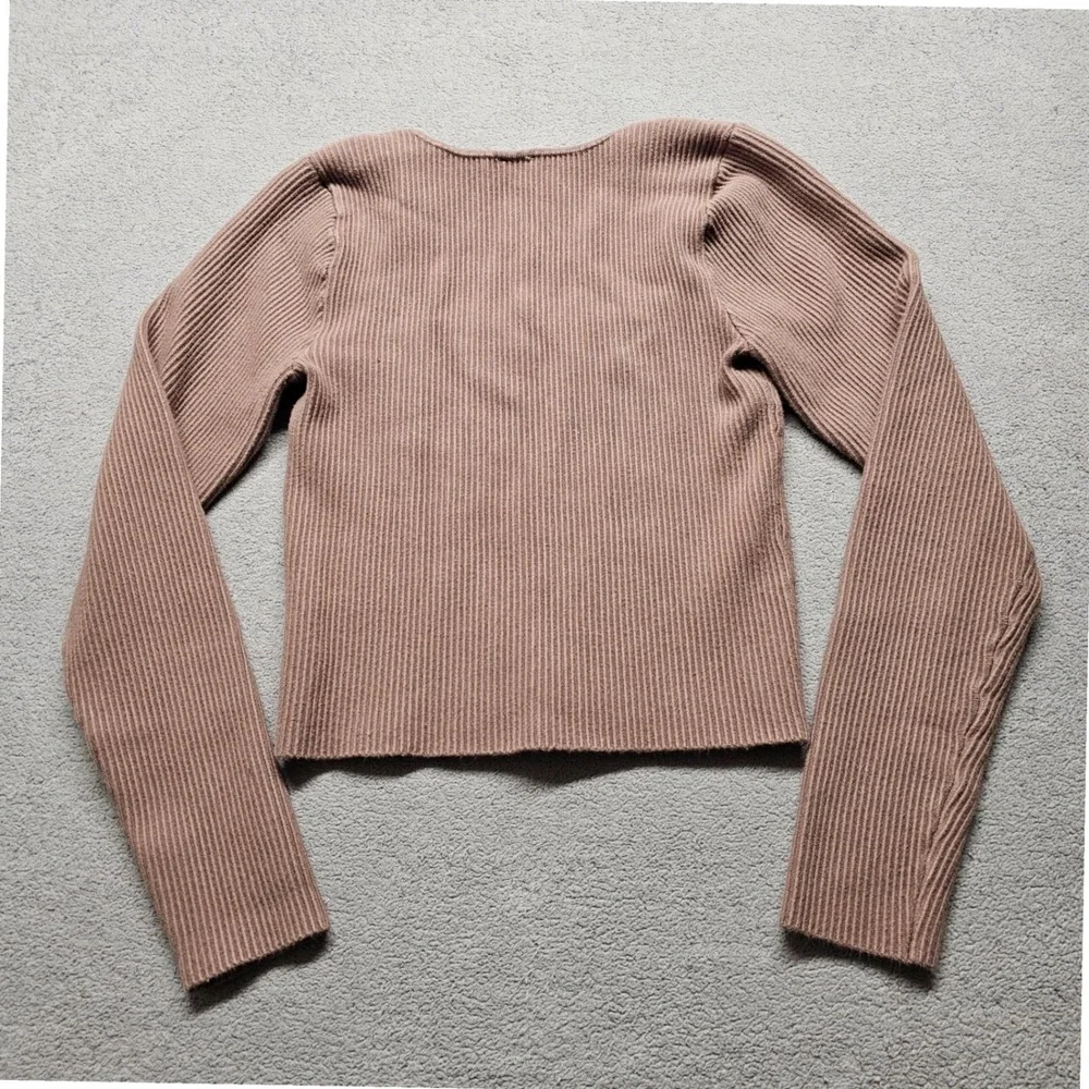 Abercrombie & Fitch Crop Sweater Womens M Brown Ribbed Long Sleeve Square Neck